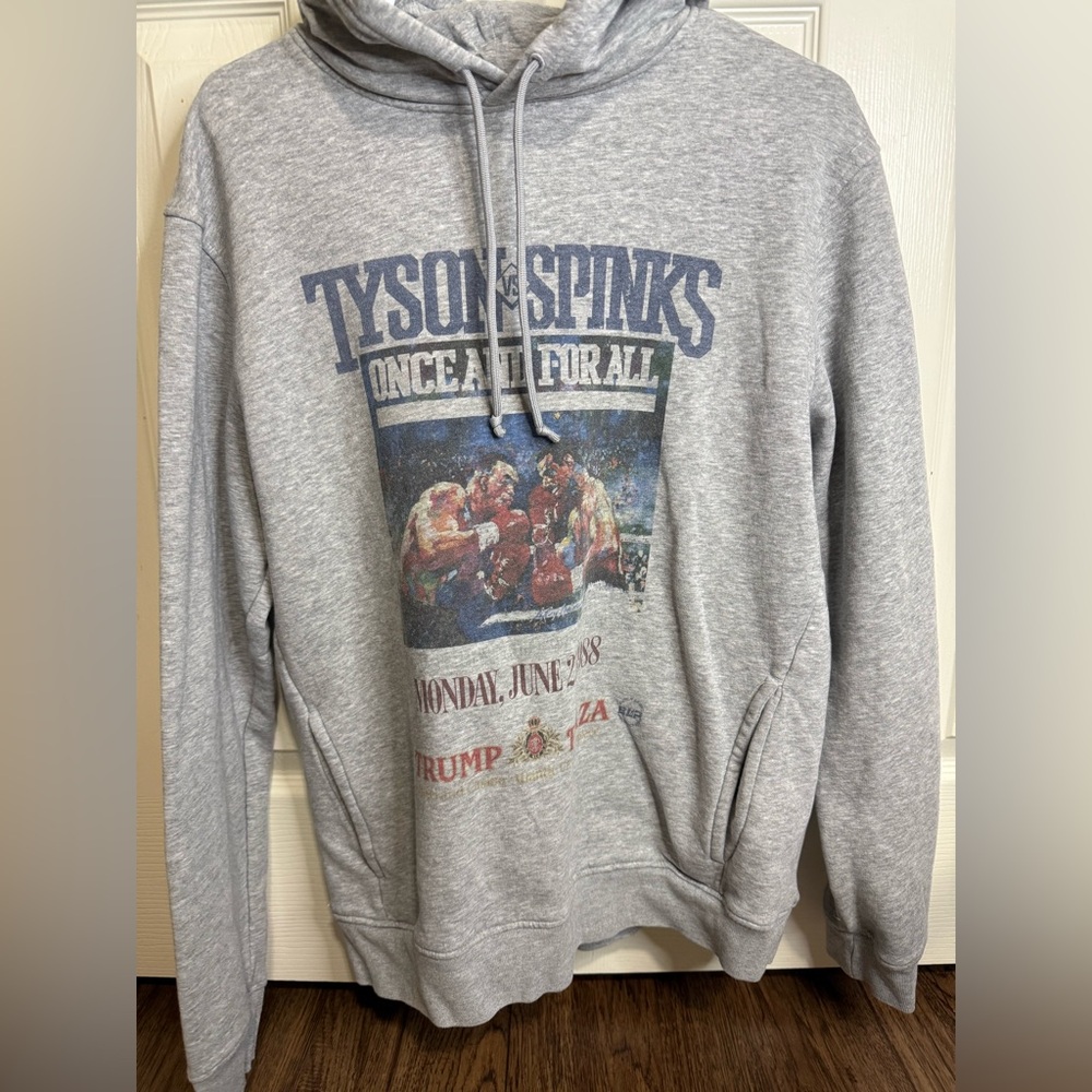 Mike Tyson vs Michael Spinks Boxing Hoodie June 27 1988 Trump Plaza Sz L VINTAGE